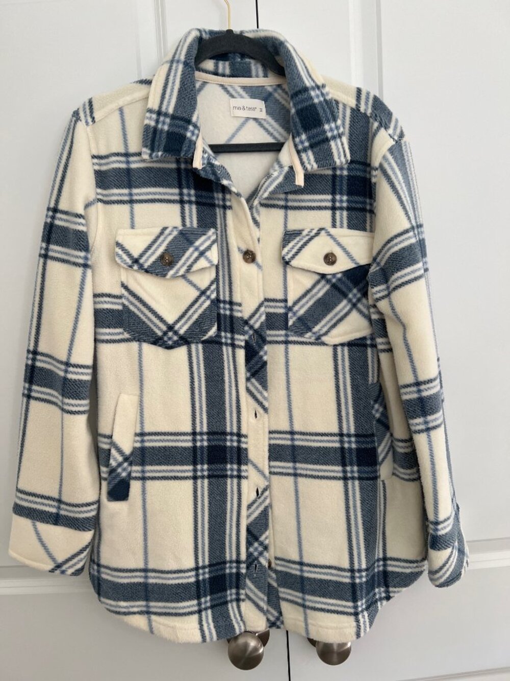 Mia & Tess Blue & Cream Plaid Jacket (Size M)